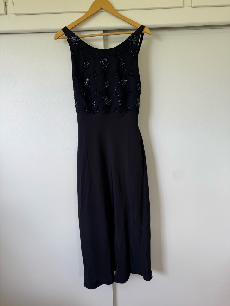 Giorgio Armani Navy Beaded Evening Dress